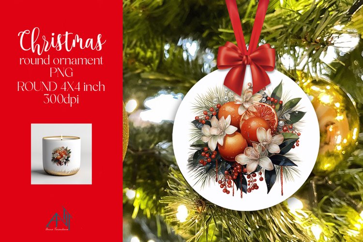 Christmas Round Ornament Sublimation PNG