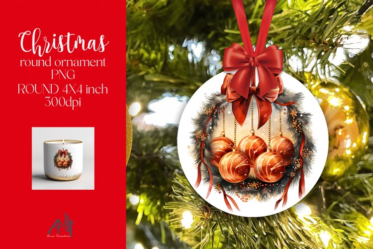 Christmas Round Ornament Sublimation PNG