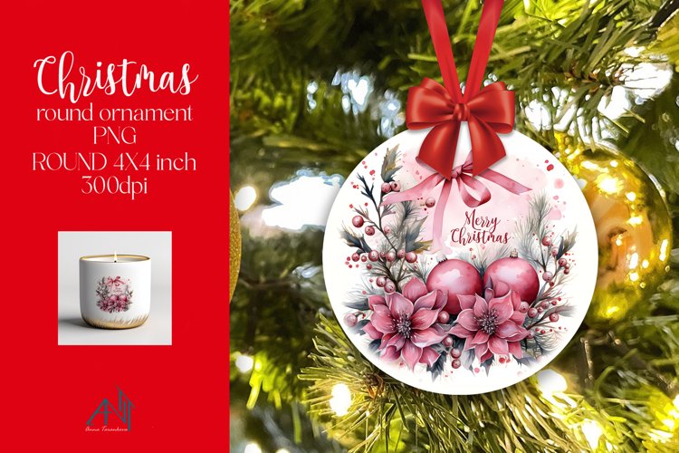 Christmas Round Ornament Sublimation PNG