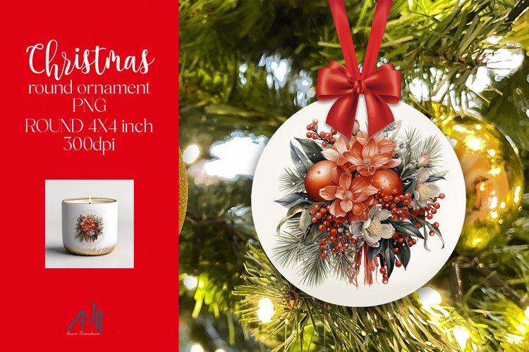 Christmas Round Ornament Sublimation PNG