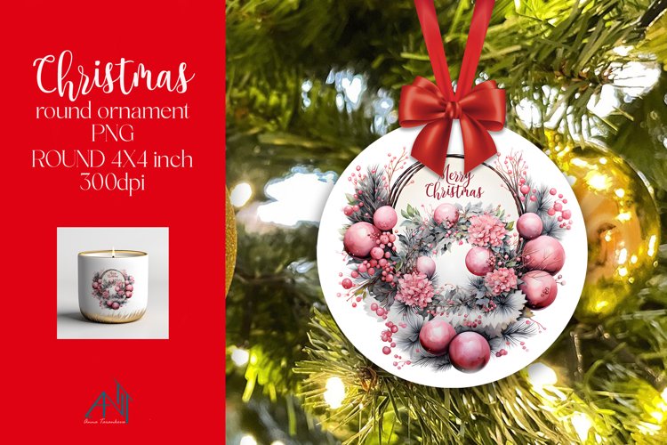 Christmas Round Ornament Sublimation PNG
