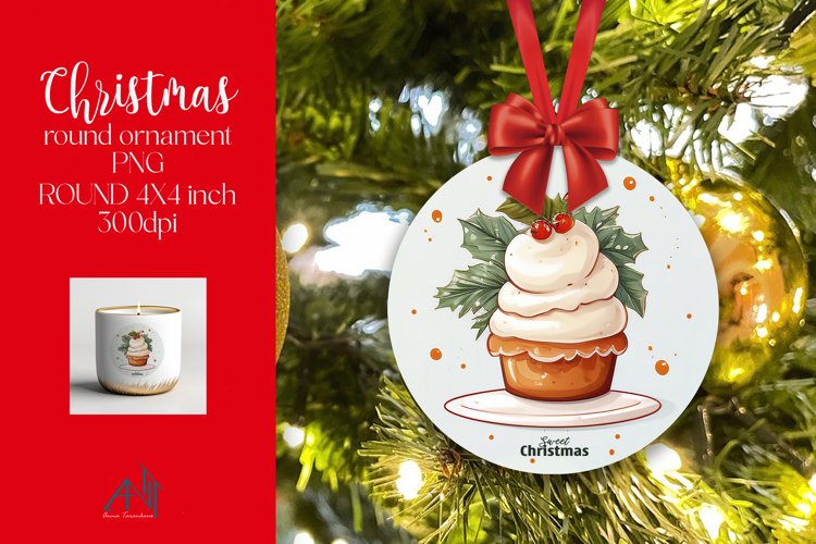 Christmas Round Ornament Sublimation PNG