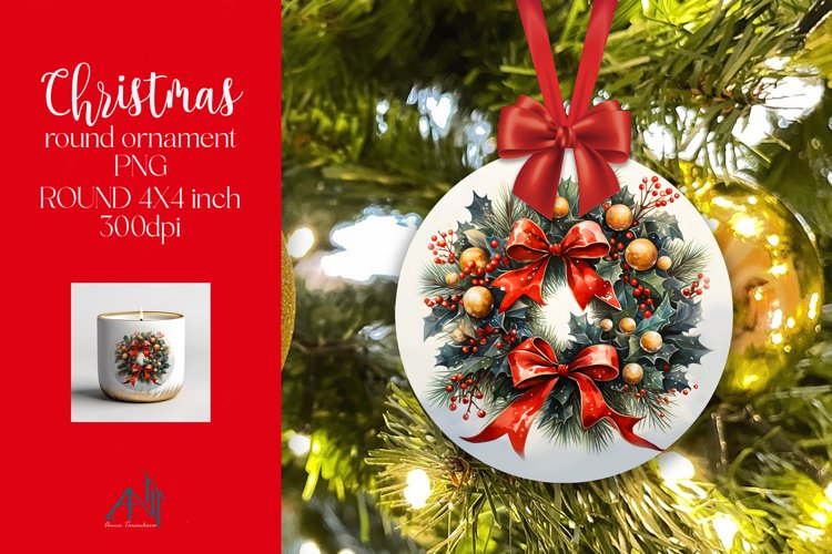Christmas Round Ornament Sublimation PNG