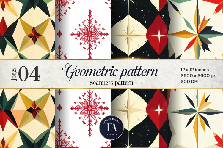 Bold Geometric Festive Pattern Digital Paper | Geometric