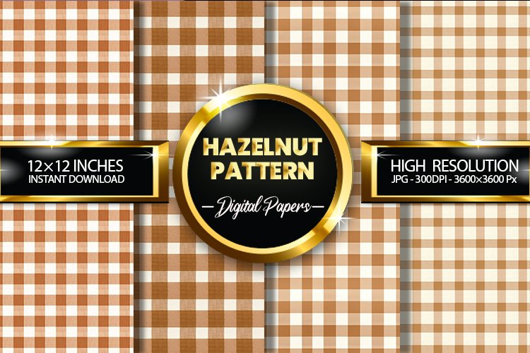 Hazelnut Pattern Gingham Digital Papers - 04 Variations example image 1