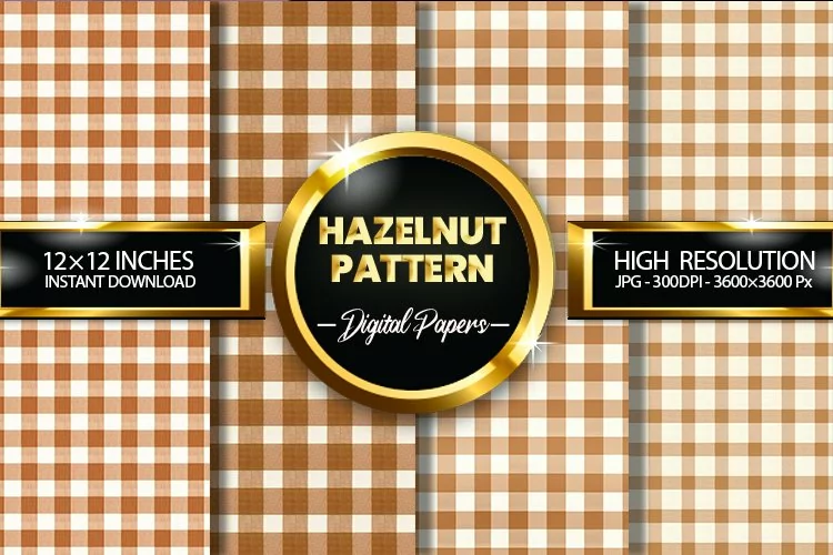 Hazelnut Pattern Gingham Digital Papers - 04 Variations