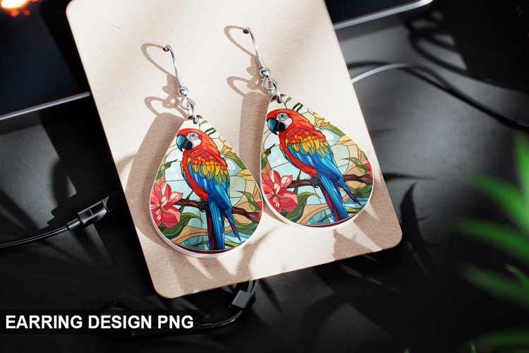 Stained Glass Macaw flowers Earring Design