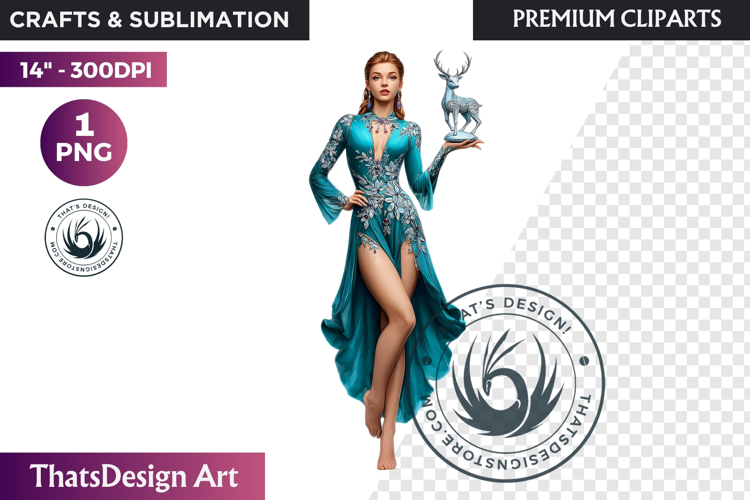 Fantasy Boreal Winter Girl Warrior   Ice Queen Clipart