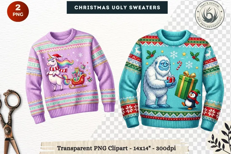 Christmas Ugly Sweaters Clipart Holiday Winter Sweater PNG