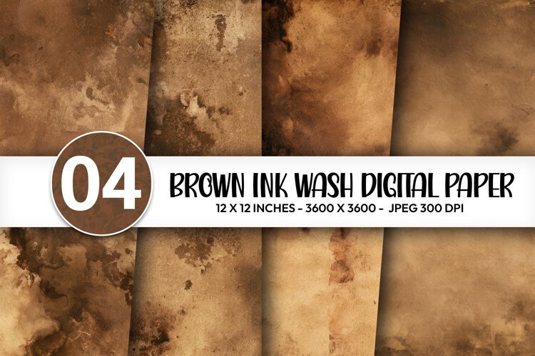 Brown Ink Wash Digital Paper example image 1