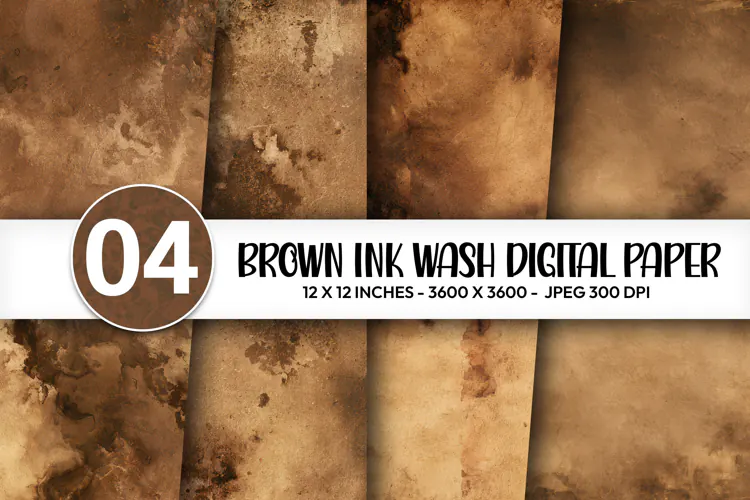 Brown Ink Wash Digital Paper