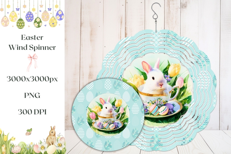 Cartoon Easter Bunny Wind Spinner, Tulips Wind Spinner PNG