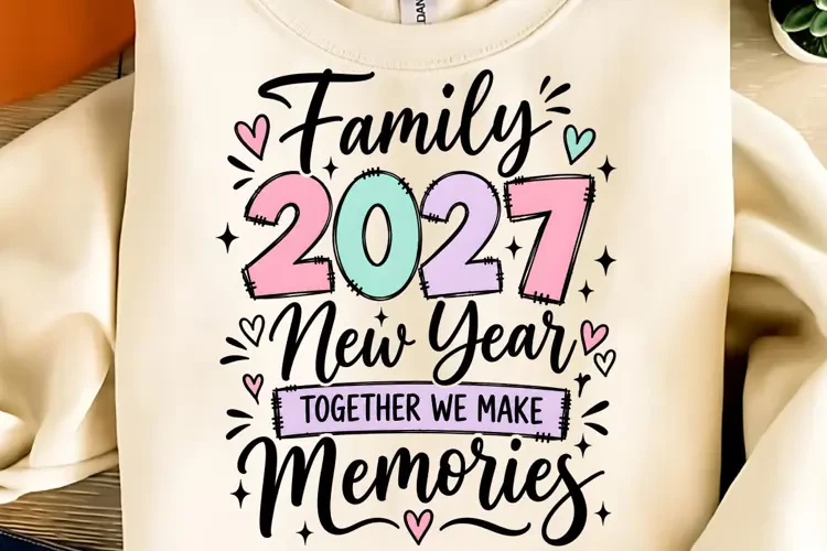 Family 2027 new Year Together We Make Memories PNG, New Year