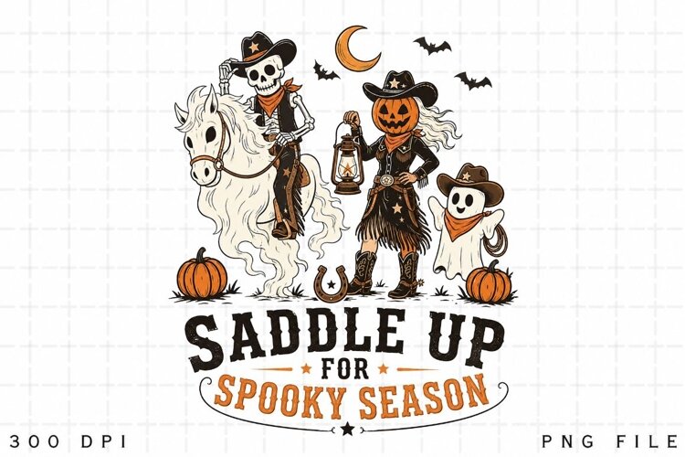 Saddle Up For Spooky Season PNG Sublimation Design example image 1