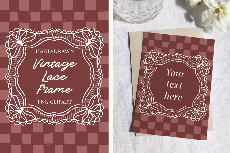 Hand Drawn Vintage Floral Lace Frame PNG Clipart