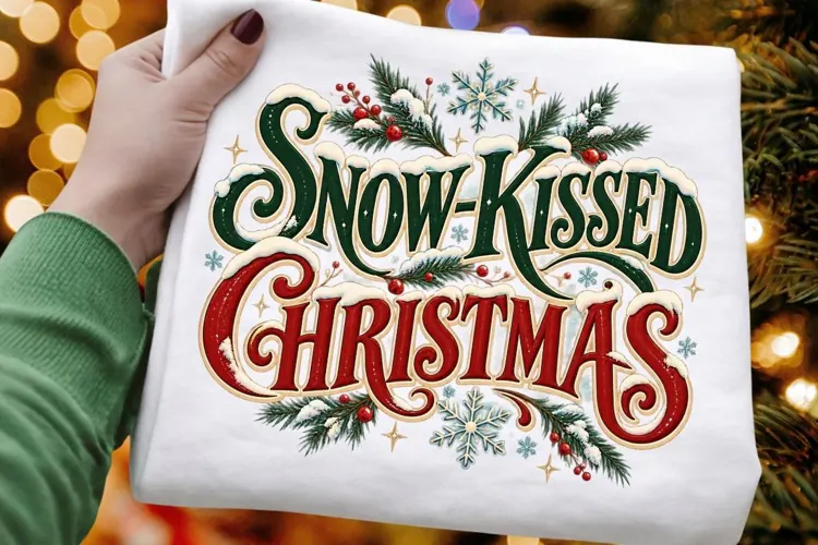 Snow Kissed Christmas PNG - Vintage Holiday Snowy Pine