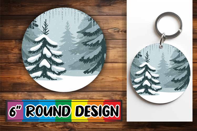 Joyful Circle Car Coaster Design PNG, Winter