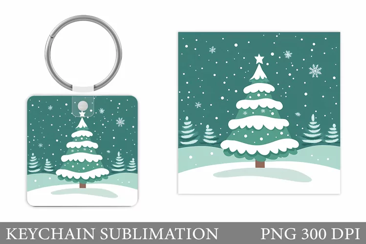 Christmas Tree Keychain. Christmas Keychain Sublimation