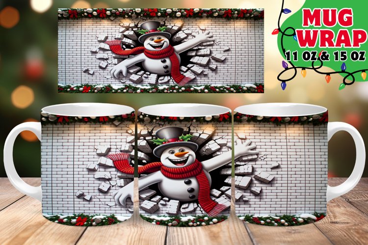 3D Christmas Wall Frolics Mug Wrap 11oz Print example image 1
