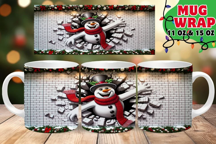 3D Christmas Wall Frolics Mug Wrap 11oz Print