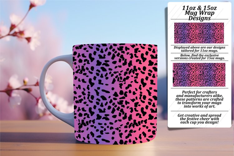 Bold Leopard Print Glitter Mug Wrap 11oz/15oz Patterns