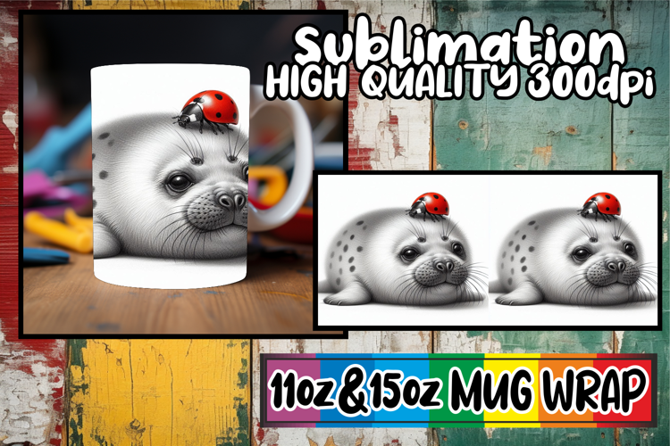 Joyful nights sublimation mug wrap, Cute Animals