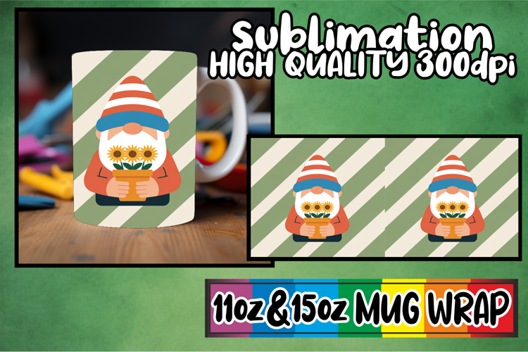 Uplifting dreams 11oz 15oz mug wrap, Gnomes