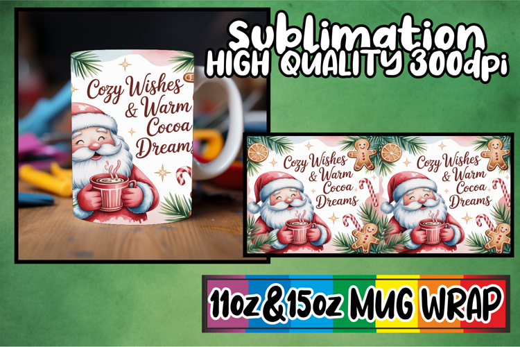 Lovely moments 11oz 15oz sublimation wrap, Funny Santa