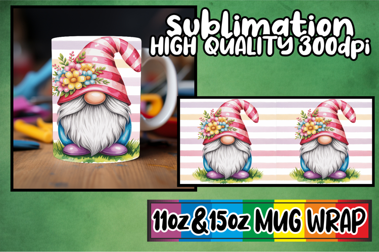 Blissful sunsets 11oz 15oz sublimation wrap, Easter Gnomes