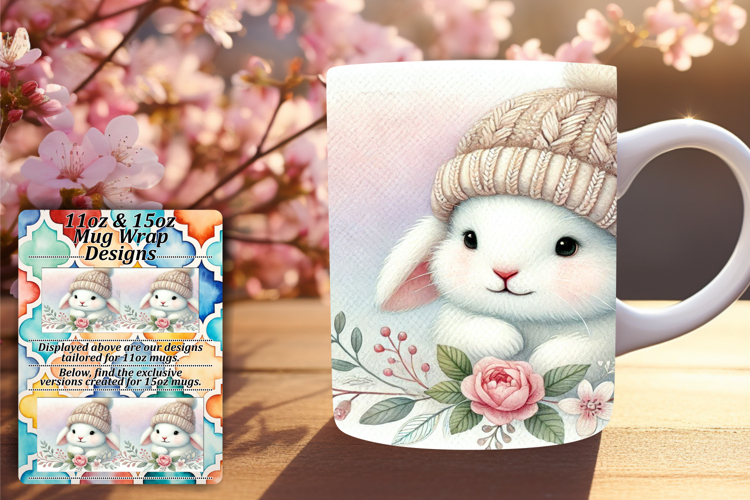 Stylish 11oz Mug Wrap Png Artwork , Cute Animals