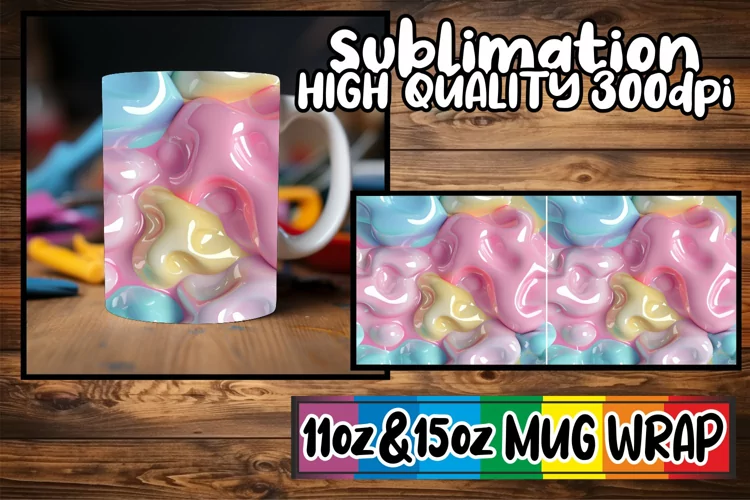 Abstract 3D Wonderland: Colorful Mug Art