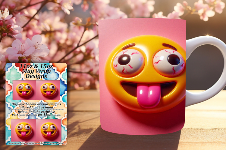 Sublime 11oz Mug Wrap Png Artwork , 3D Emoji