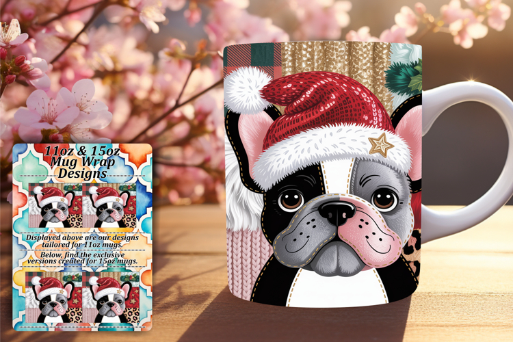 Stylish 11oz Mug Wrap Png Template , Holiday Pets