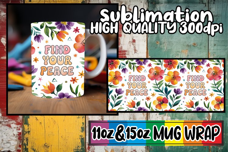 Cozy vibes sublimation print wrap, Flower Quote example image 1