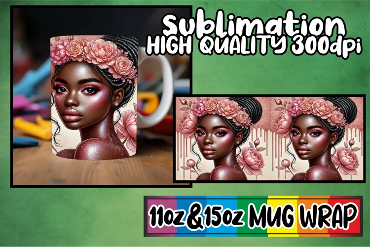 Vibrant joy 11oz 15oz sublimation wrap, Afro Girl