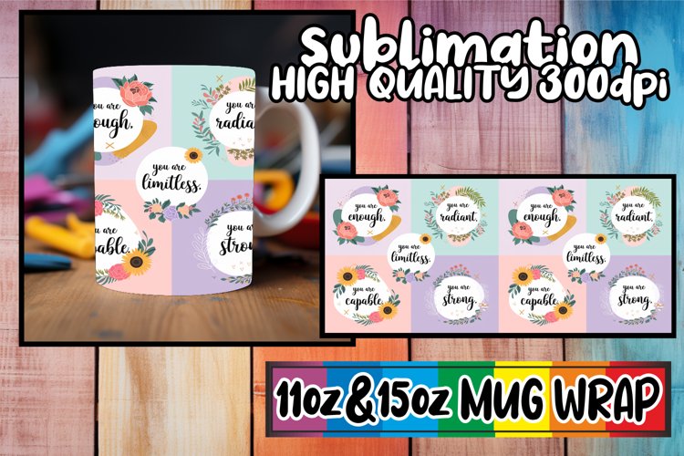 Dreamy skies 11oz 15oz mug wrap, Quote example image 1
