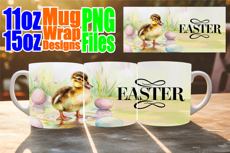 Cheerful days 11oz 15oz mug wrap, Easter example image 1
