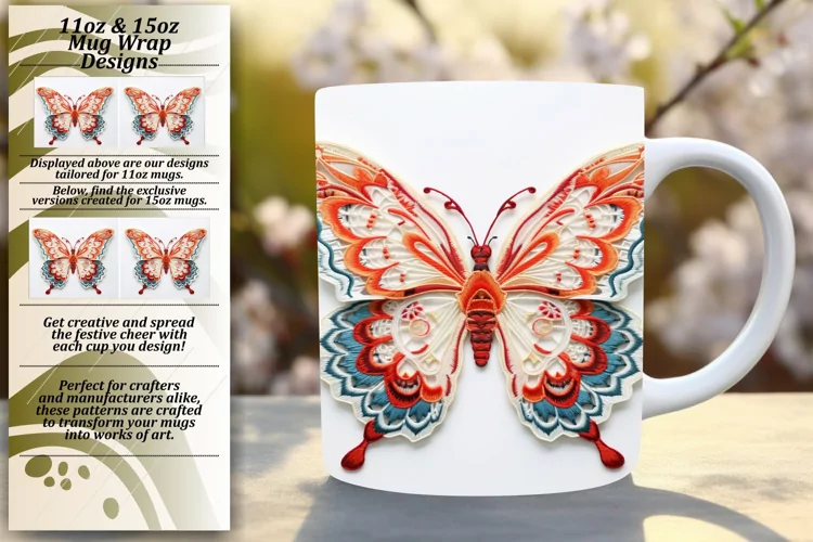 Butterfly Melody Mug Sublimation Wrap