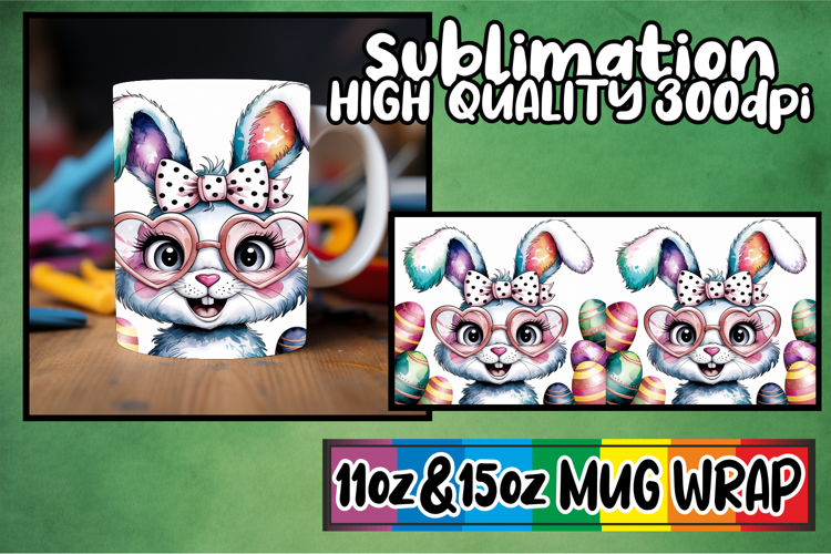 Bright outlooks 11oz 15oz sublimation wrap, Easter Bunny