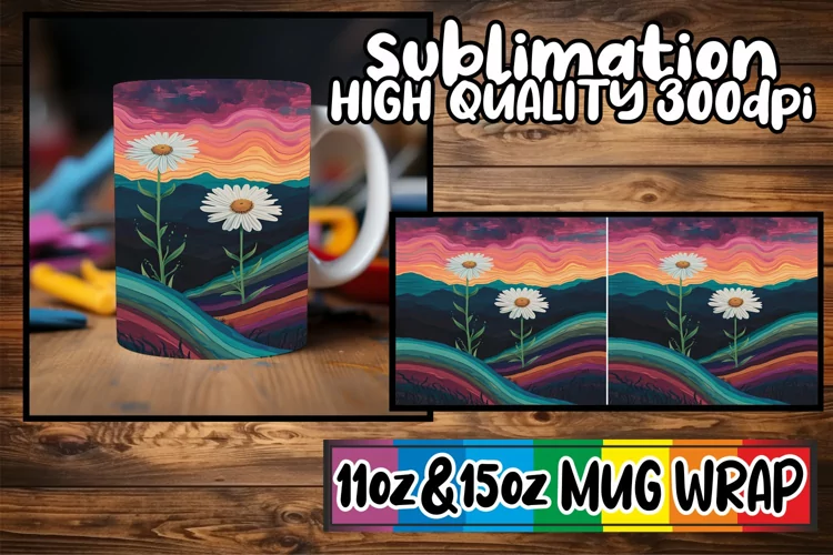 Vintage Floral Charm: Mug Wrap Sublimation