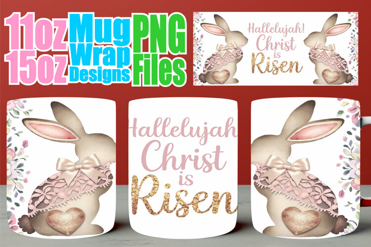 Gentle smiles 11oz 15oz sublimation wrap, Easter Bunny example image 1