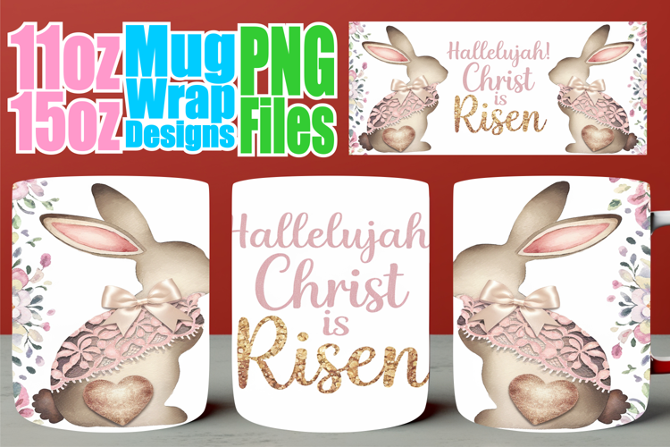 Gentle smiles 11oz 15oz sublimation wrap, Easter Bunny