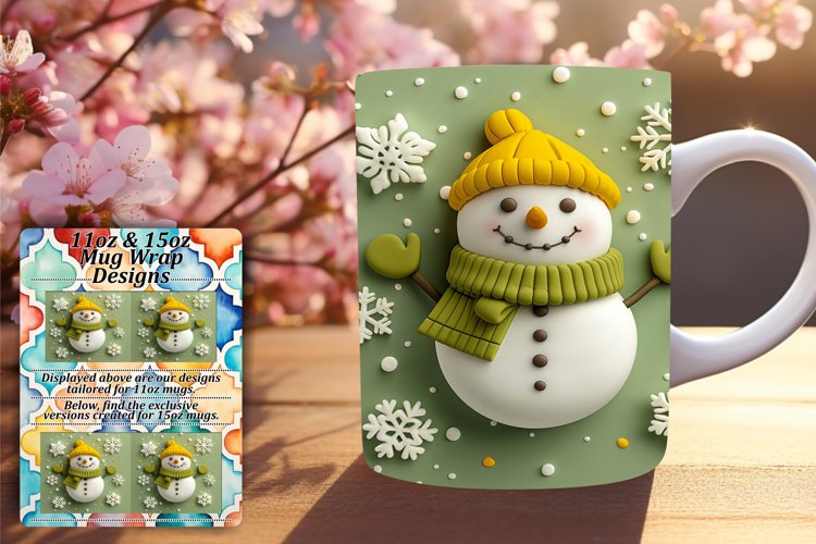 Winter Magic Snowman Mug Wrap 11oz/15oz 3D PNG