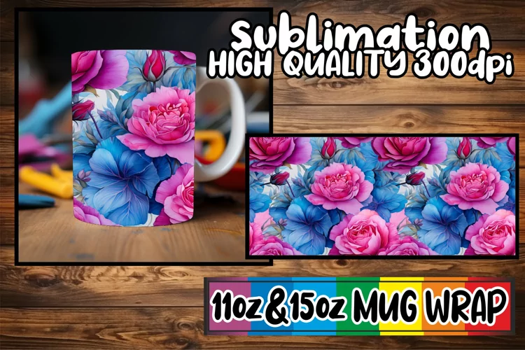 Pastel Petal Harmony: Mug Wrap Sublimation Bliss