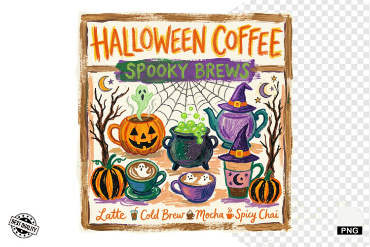 Halloween Coffee Signs PNG example image 1