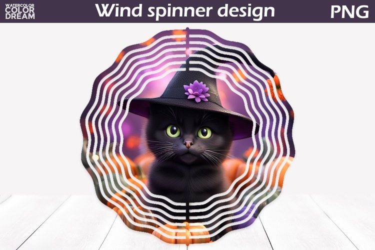 Black Cat Wind Spinner | Witch Wind Spinner example image 1
