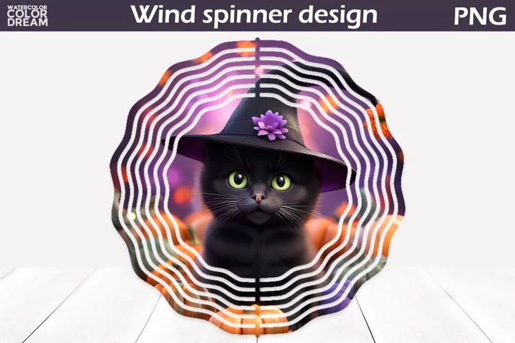Black Cat Wind Spinner | Witch Wind Spinner
