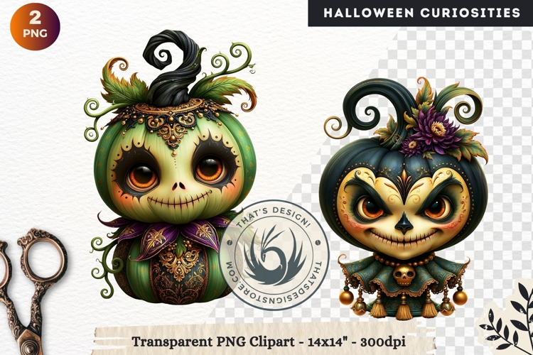 Surreal Halloween Character Cliparts Spooky Curiosities