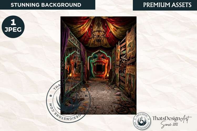 Horrific Carnival Backdrop Creepy Circus Halloween example image 1