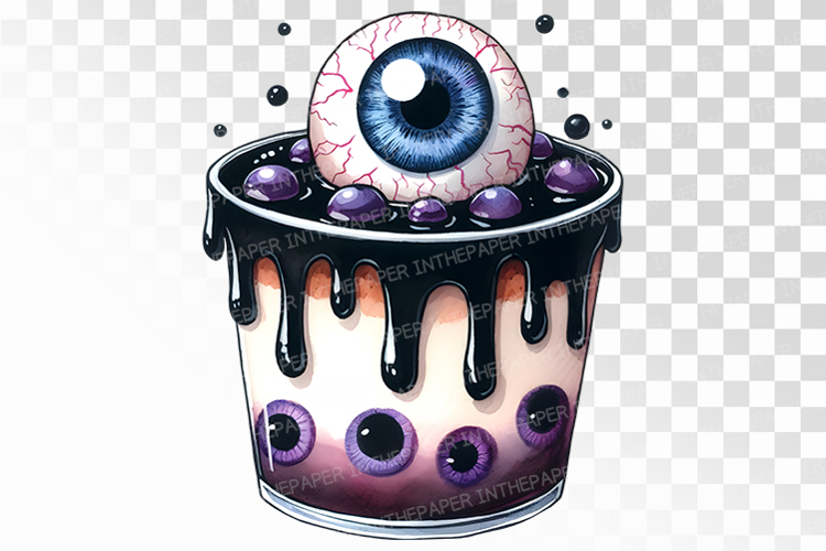 Eyeball Bubble Halloween Pudding PNG